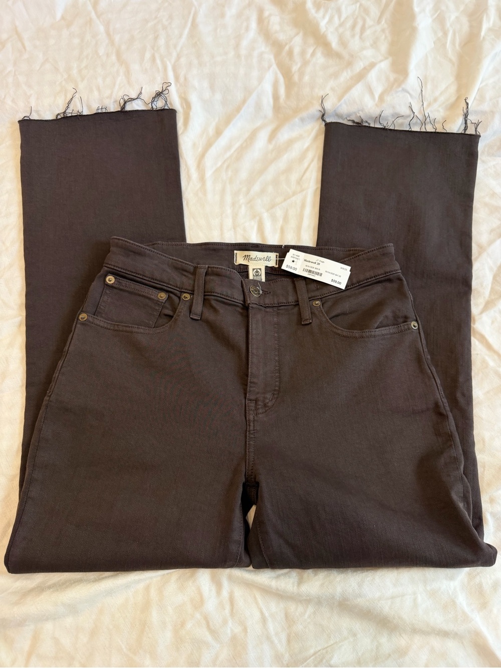 Madewell Cropped Straight Jeans in Dark Brown
